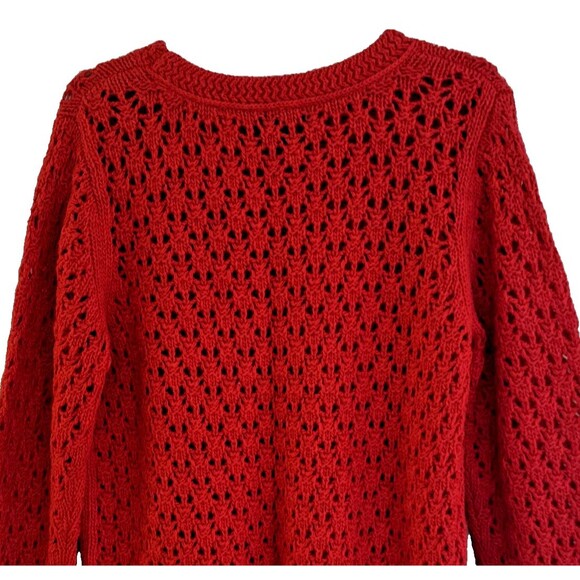 Banana Republic Crochet Star Stitch Wool Sweater Womens XL Tamale Italian Yarn - Picture 6 of 14